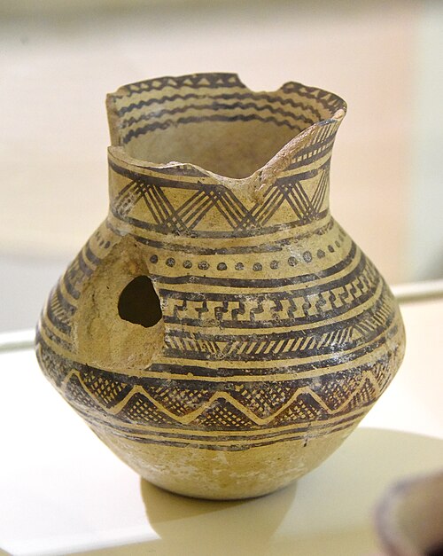 Vasija de cerámica del periodo de Halaf (Mesopotamia)