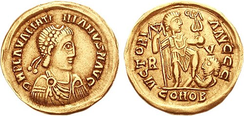 Solidus visigodo, imitación de moneda romana (c. 425-430)