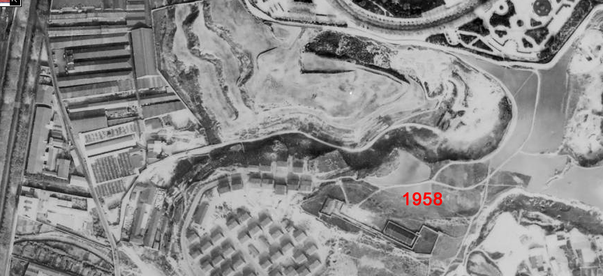 Fotografía aérea vertical de la zona del Morrot, 1958