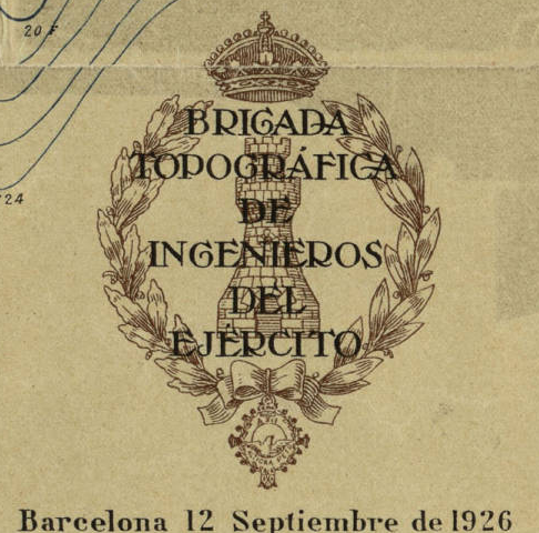 Portada del mapa topográfico militar de 1926 con el sello de la Brigada Topográfica de Ingenieros del Ejército