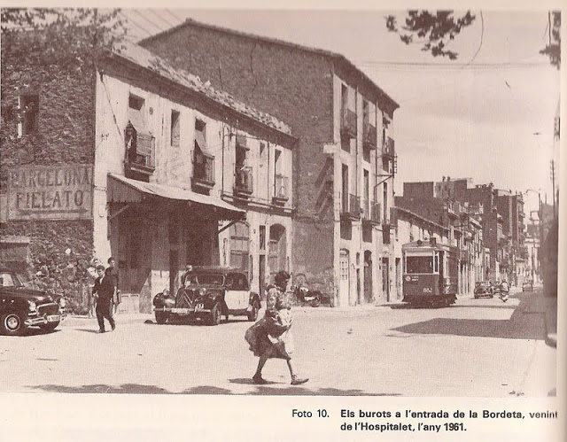 Els burots a la entrada de la Bordeta, viniendo de l'Hospitalet, 1961