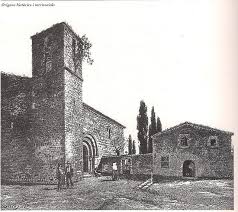 Grabado antiguo de la iglesia románica de Santa Maria de Sants